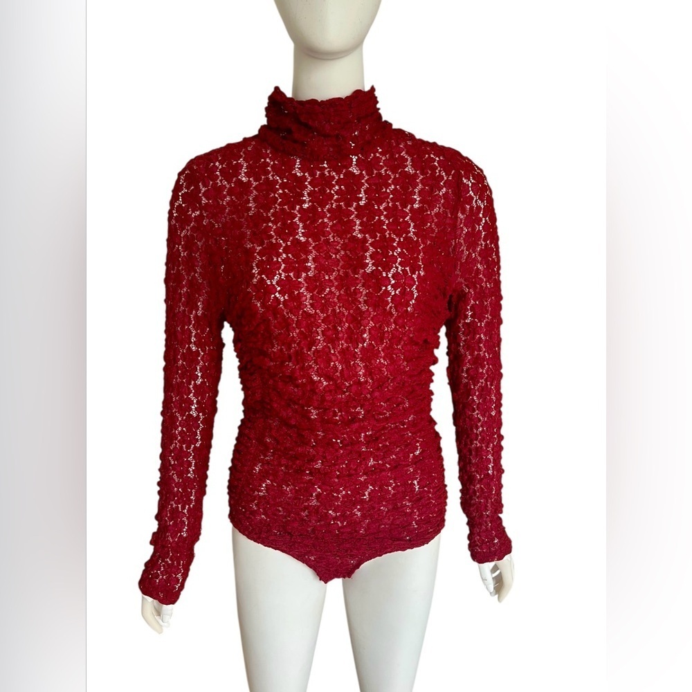 Free People Intimately FP Day And Night Lace Thong Bodysuit Women Sz M Red NWOT - Picture 3 of 8